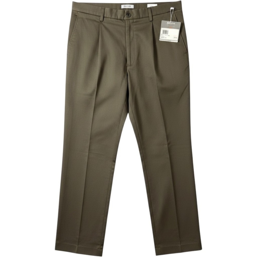 Savane Motion Dress Pants Mens 38x34 Green NEW Pleated Cuffed Stain-Free Stretch